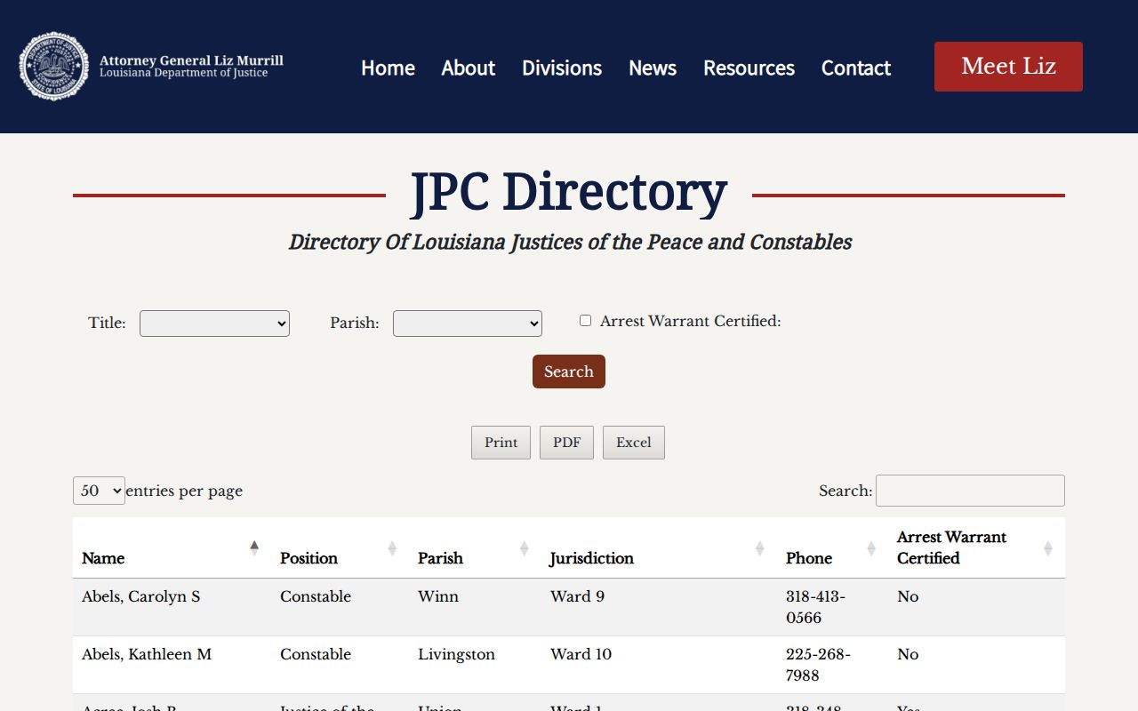 West Carroll Parish warrant records: state justice of the peace and constable directory