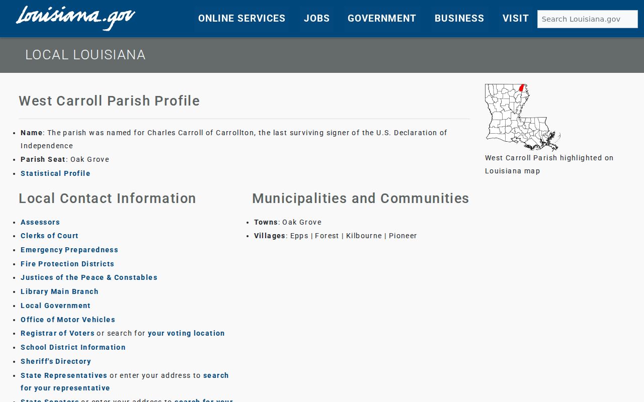 West Carroll Parish warrant records: official Louisiana parish profile for West Carroll