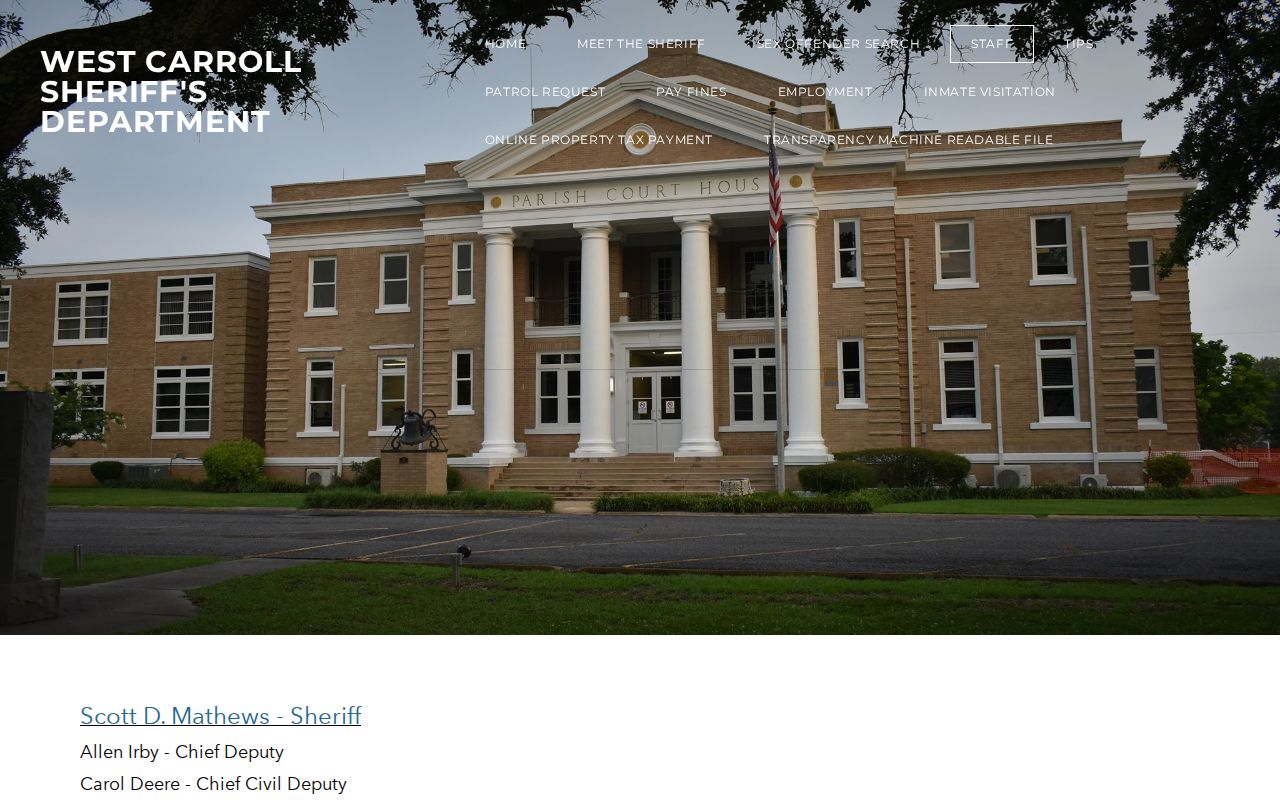 West Carroll Parish warrant records: sheriff's public staff role list