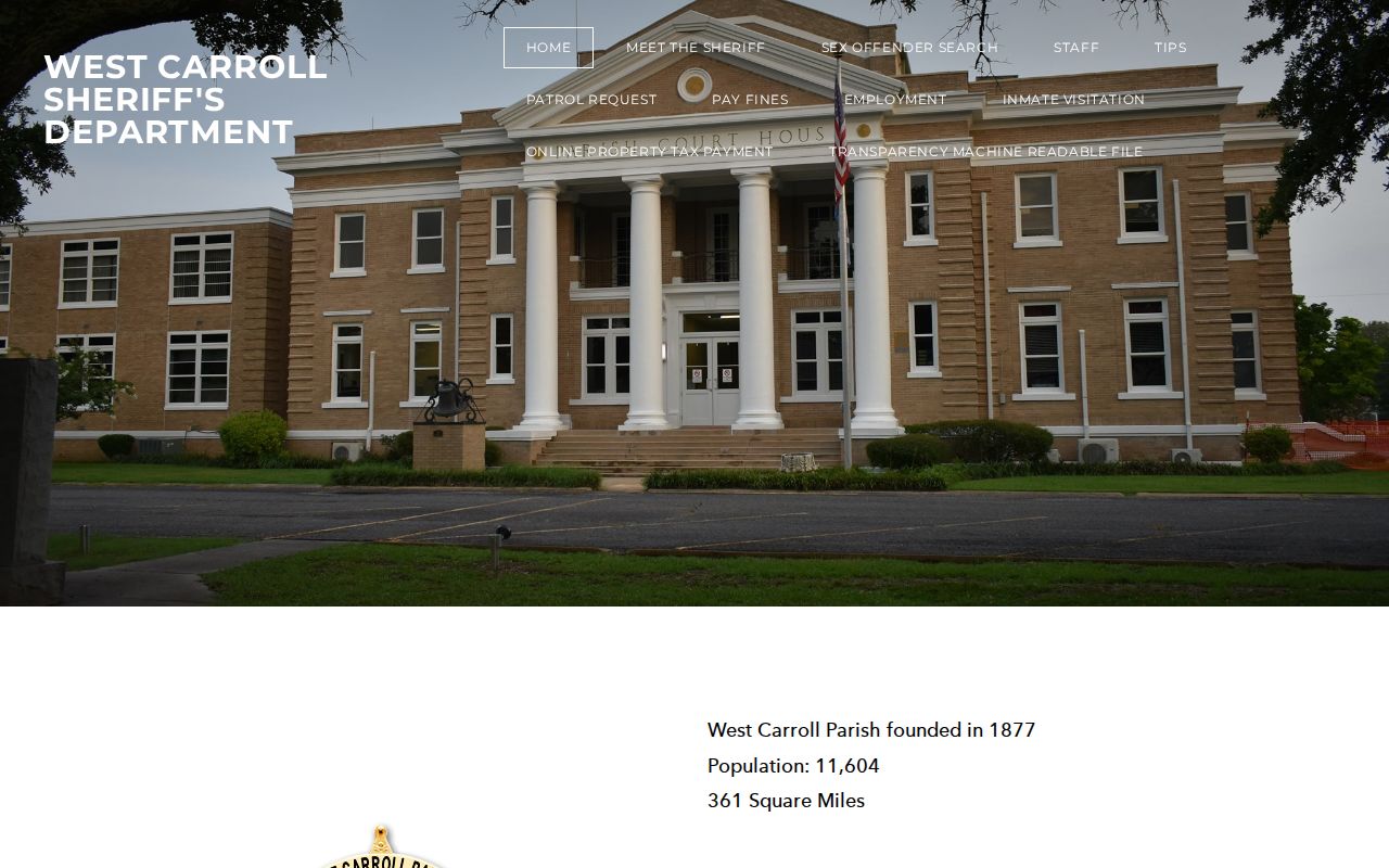 West Carroll Parish warrant records: official West Carroll Sheriff's Department home page
